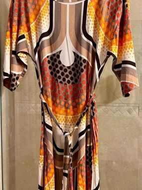 Trina Turk Dress in Orange, Brown & Yellow